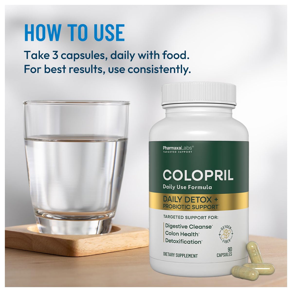 Colopril Colon Cleanse Dietary Supplement - Supports Cleansing of Bowels & Digestive Tract - Eases Constipation - Ginger Root, Lactobacillus, Psyllium Husk & Magnesium Oxide - 90 Capsules (Pack of 1) Colopril buy supplements Au