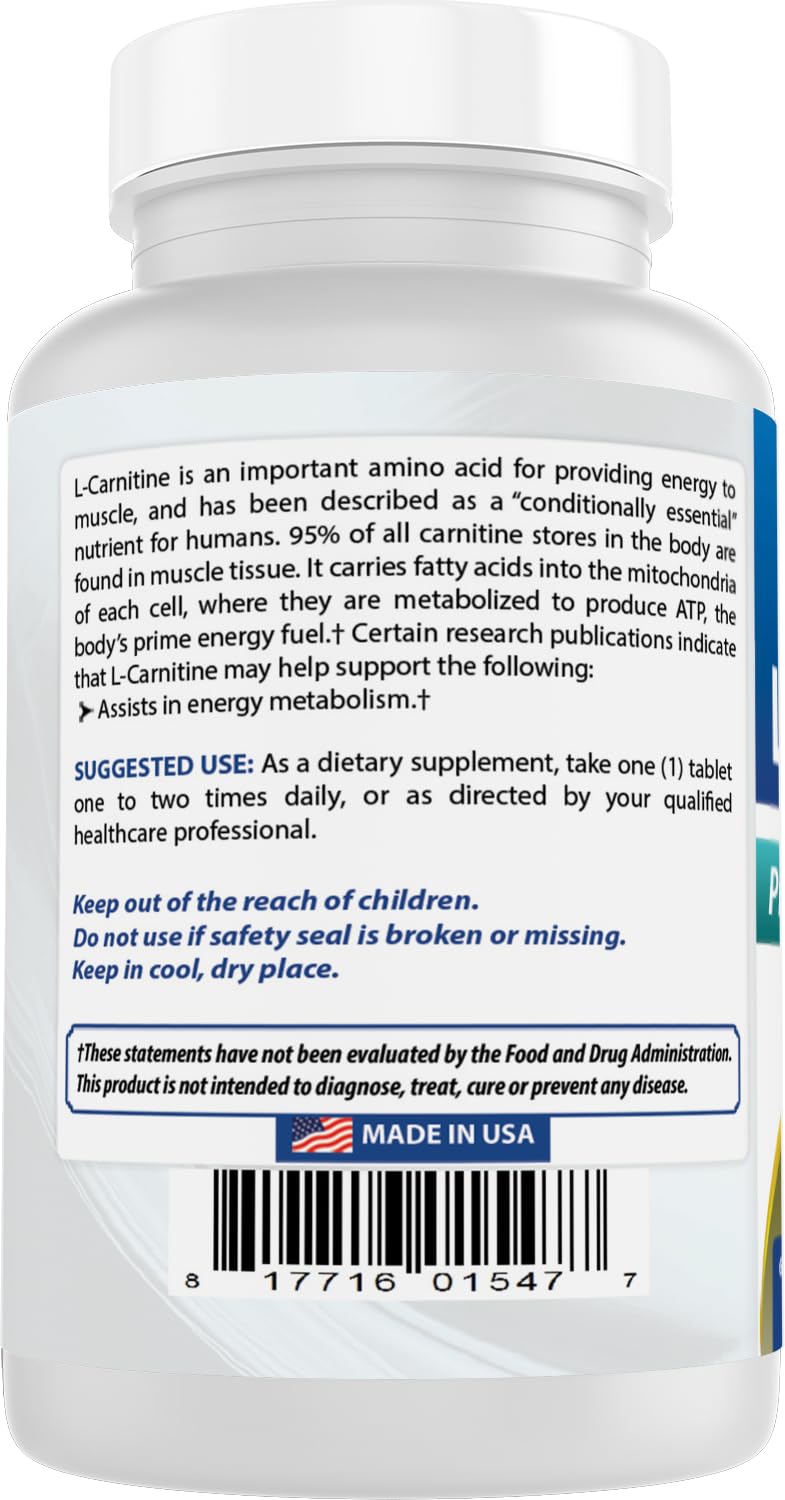 Best Naturals L-Carnitine 1000mg 60 Tablets (60 Count (Pack of 1))