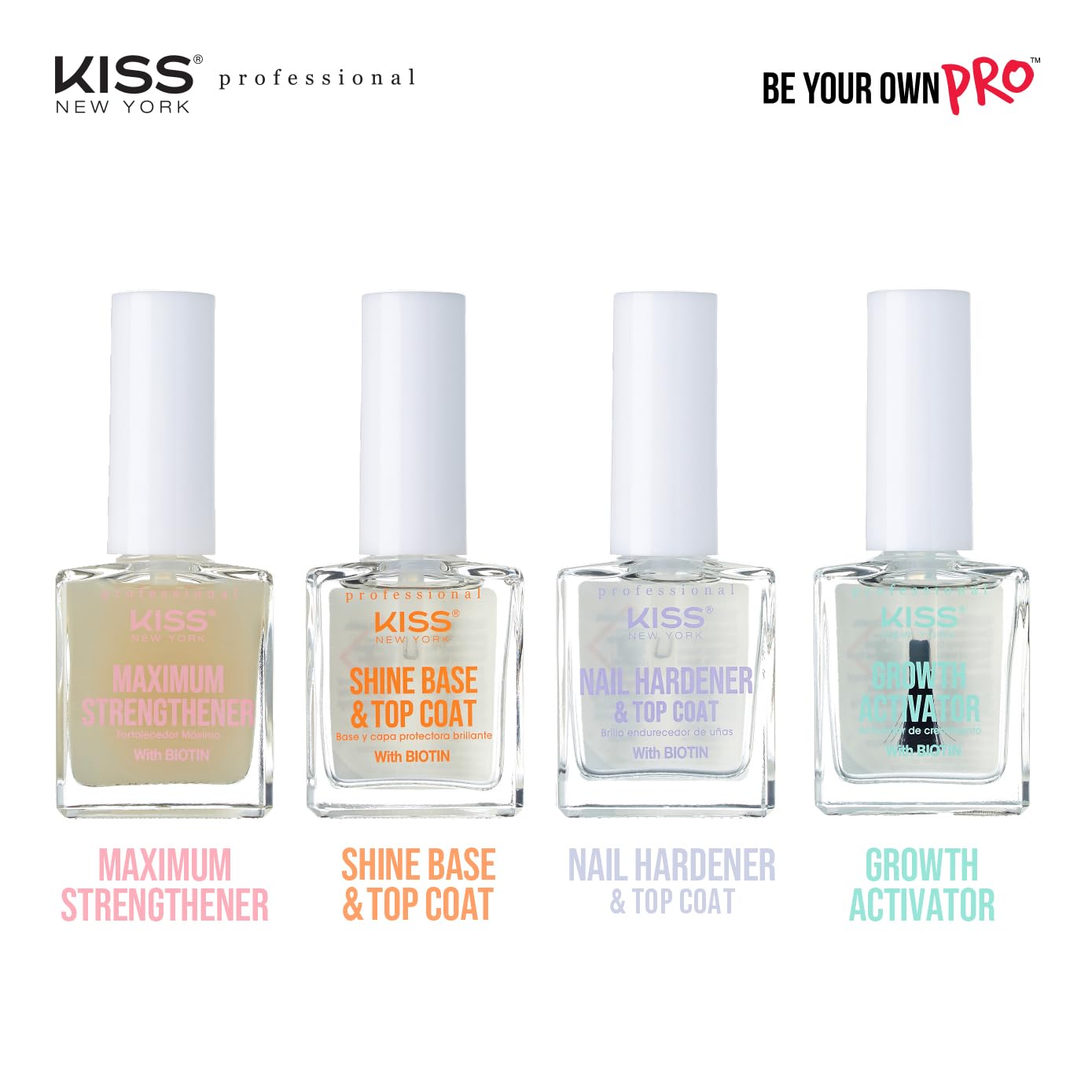 Kiss New York Nail Strengthening Treatment, Infused with Biotin, Propolis, Tea Tree Oil, Fingernail and Toenail, Eliminate Discoloration, Made in Korea