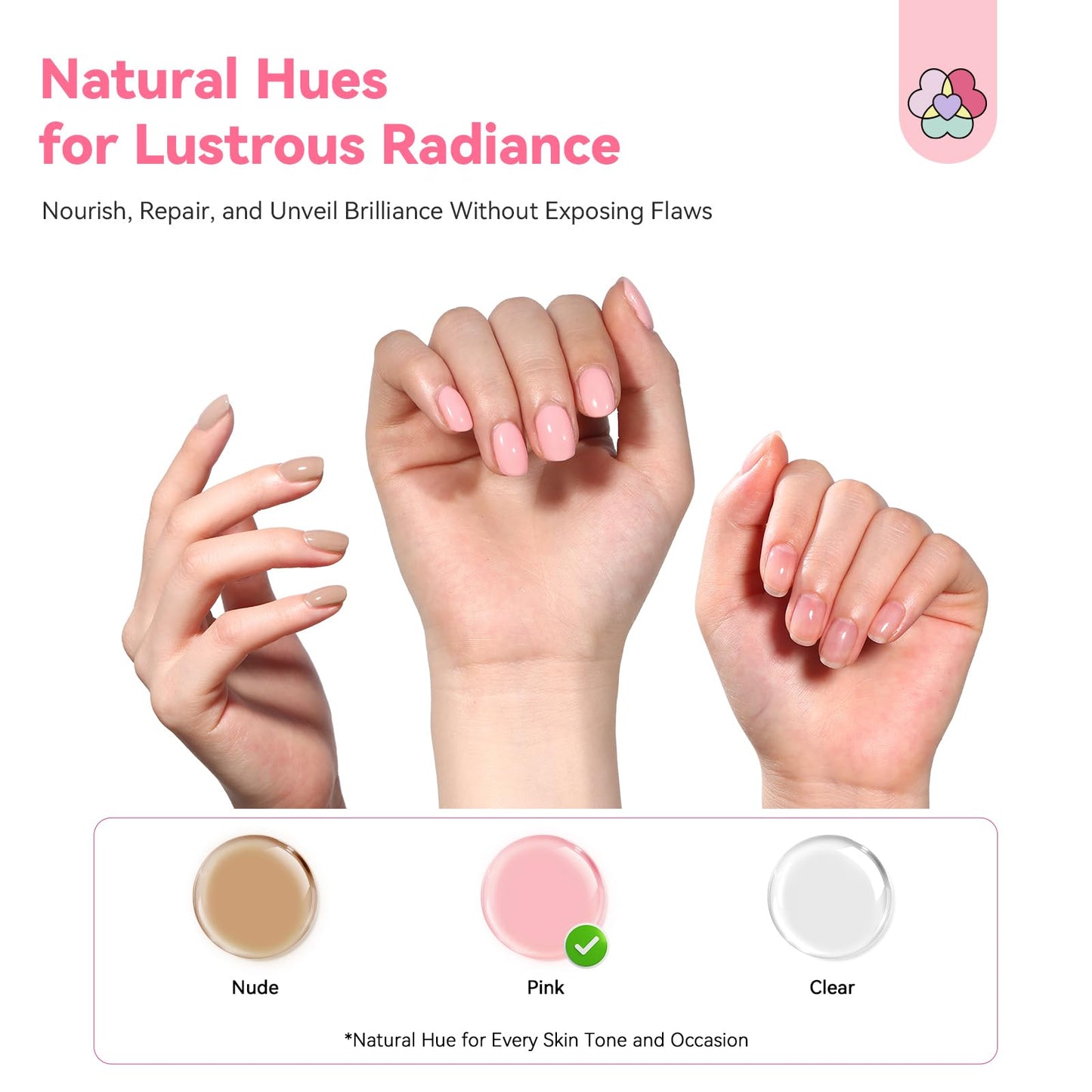 SAVILAND Nail Strengthener: Sheer Pink Natural Concealer Foundation Polish Air Dry Nail Growth for Damaged Nails Repair Weak & Thin Nails Nail Care with Castor Oil & Vitamin E 15ml Women Gift