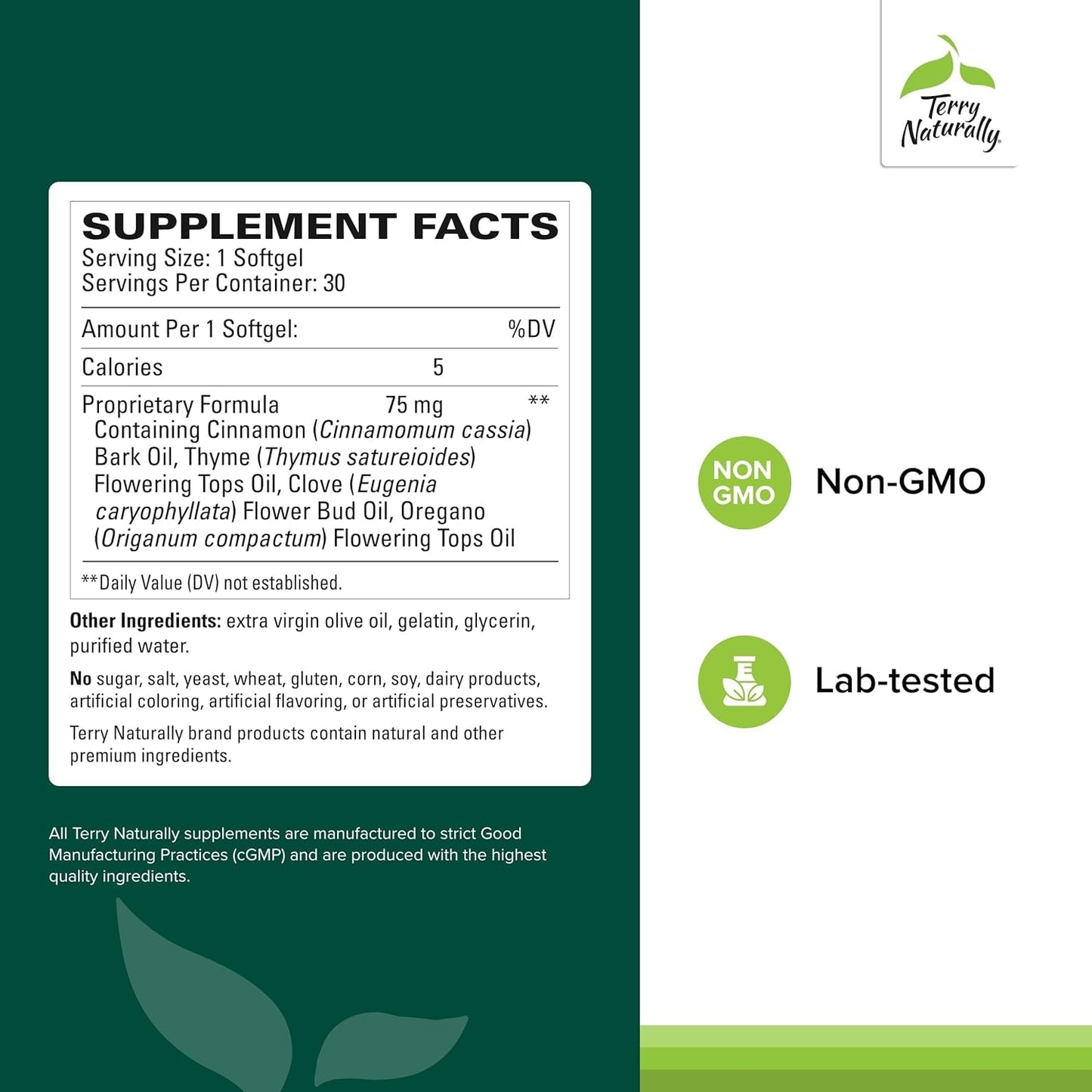 Terry Naturally Bacteril - Intestinal Support Supplement with Clove, Cinnamon, Thyme & Oregano - Immune Support Supplement with Antioxidant Support - Intestinal Support - 30 Softgels (Pack of 2) Terry NaturallyBuy Supplements Australia