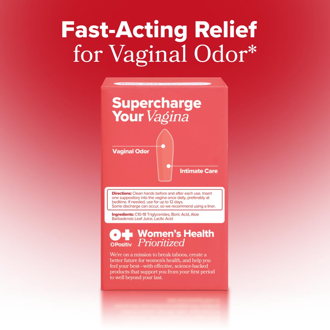 O Positiv URO Boric Acid Vaginal Suppository – with Lactic Acid, and Aloe for Fast Relief and Vaginal Odor Control – Vegan, Free from Parabens, Dyes, and Fragrances – 12 Count (Pack of 1) O Positiv buy supplements Au