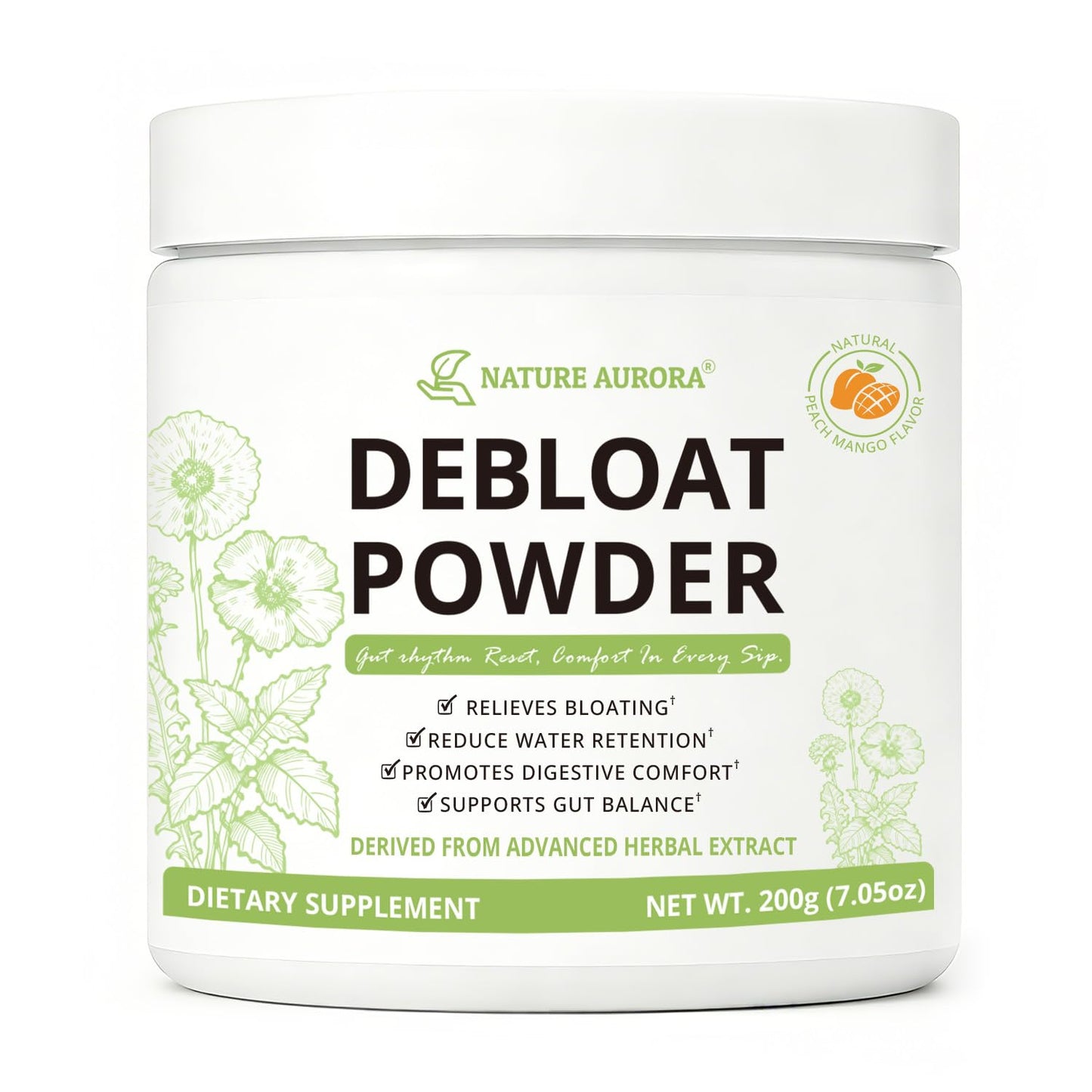 Nature Aurora Debloat Powder for Digestive Health, Natural Bloating Relief, Water Retention & Gut Balance Support, Digestive Enzymes for Women & Men,