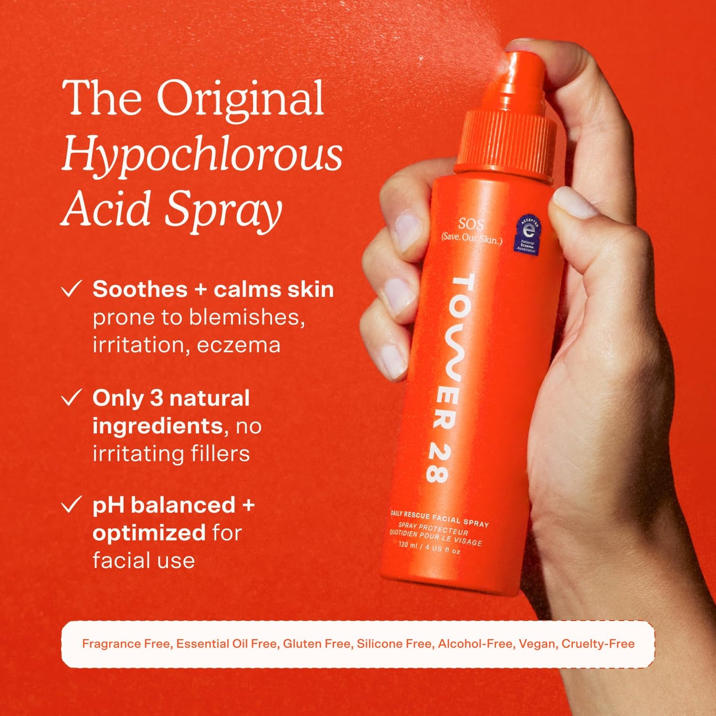 Tower 28 SOS Daily Rescue Facial Spray - Hypochlorous Acid Spray to Help Reduce Redness, Calm Irritation + Alleviate Flare-Ups - Soothing + Purifying Face Toner - Everyday Skin Care Essential (4 oz) Tower 28Buy Supplements Australia
