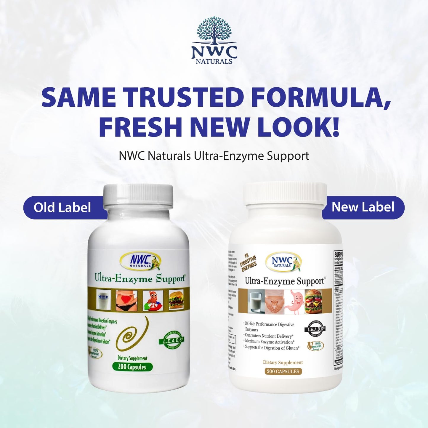 NWC Naturals Ultra-Enzyme Support, Natural Digestive Supplement, Promotes Optimal Health and Digestion, 200 count Capsules