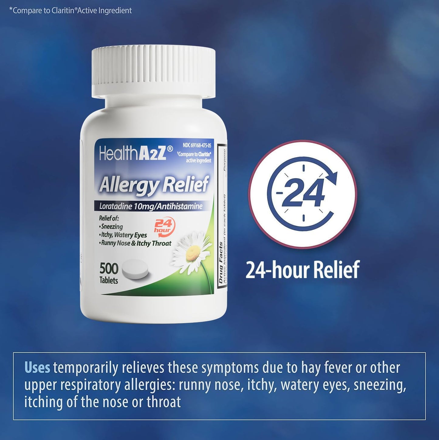 HealthA2Z® Allergy Relief, Loratadine 10mg Antihistamine, 500 Dye Free Tablets, Relief from Itchy Throat, Sneezing, Runny Noses, 24-Hours Allergy Medicine HealthA2Z buy supplements Au