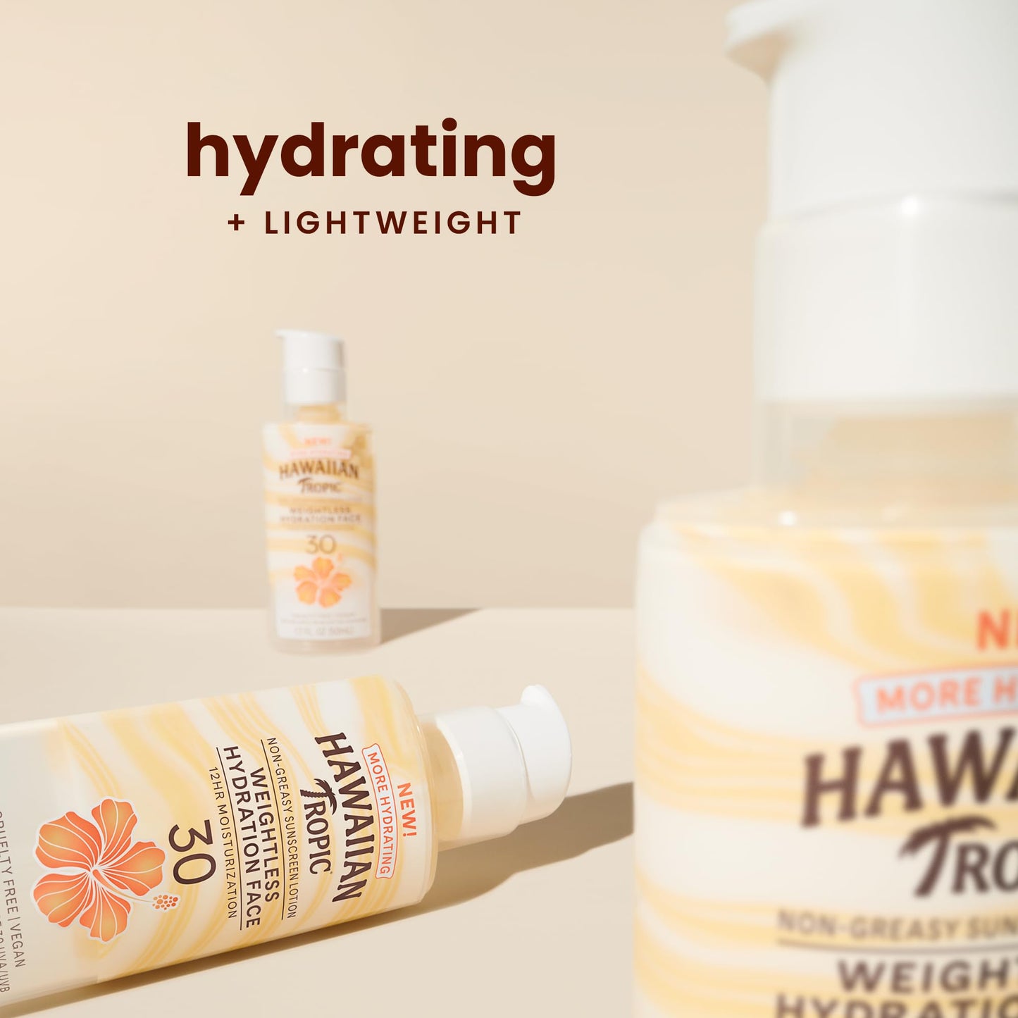 Hawaiian Tropic Weightless Hydration Lotion Sunscreen for Face SPF 30, 1.7oz | Travel Size