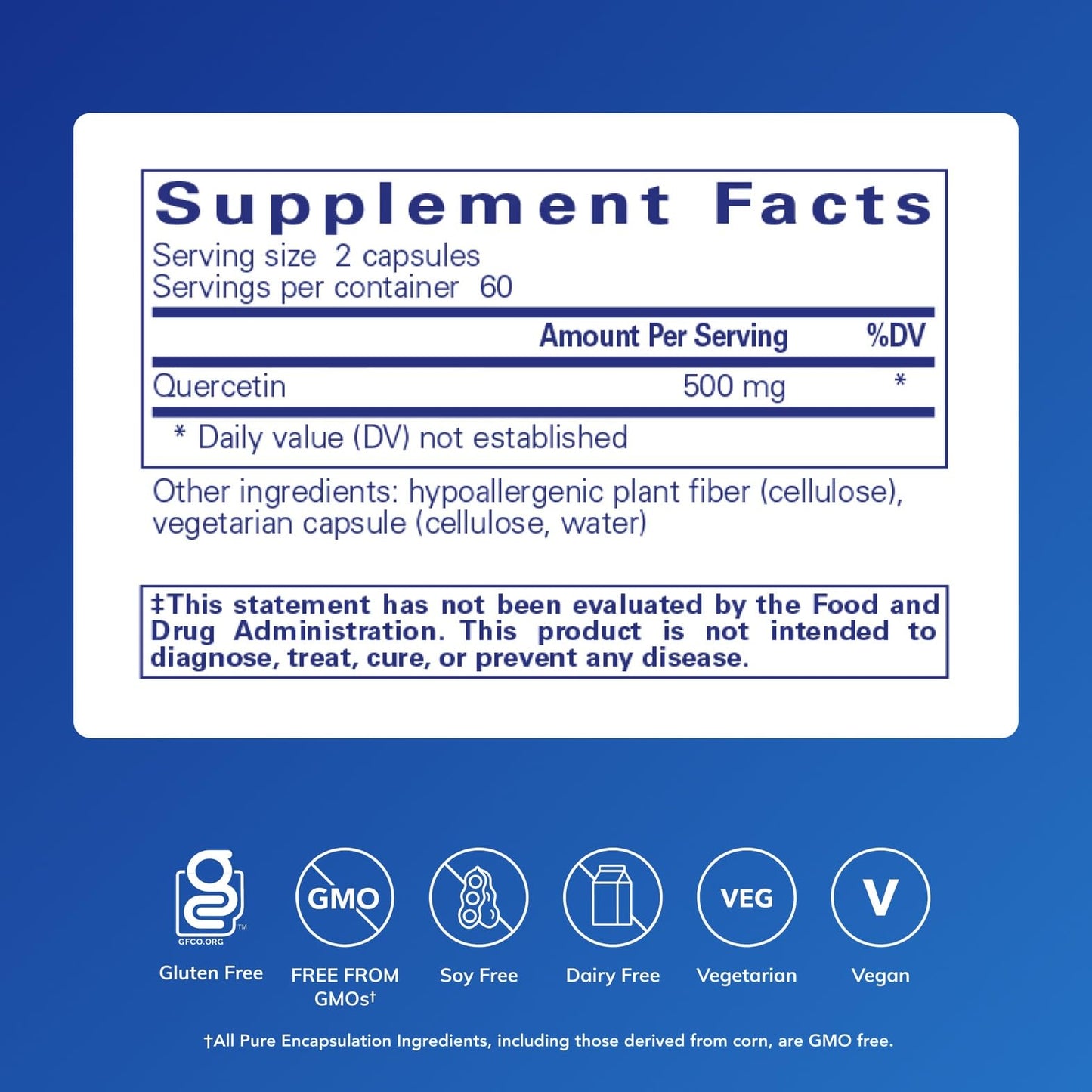 Pure Encapsulations Quercetin - 500 mg - Immune Support, Cellular Health & Heart Health - Antioxidant Supplement