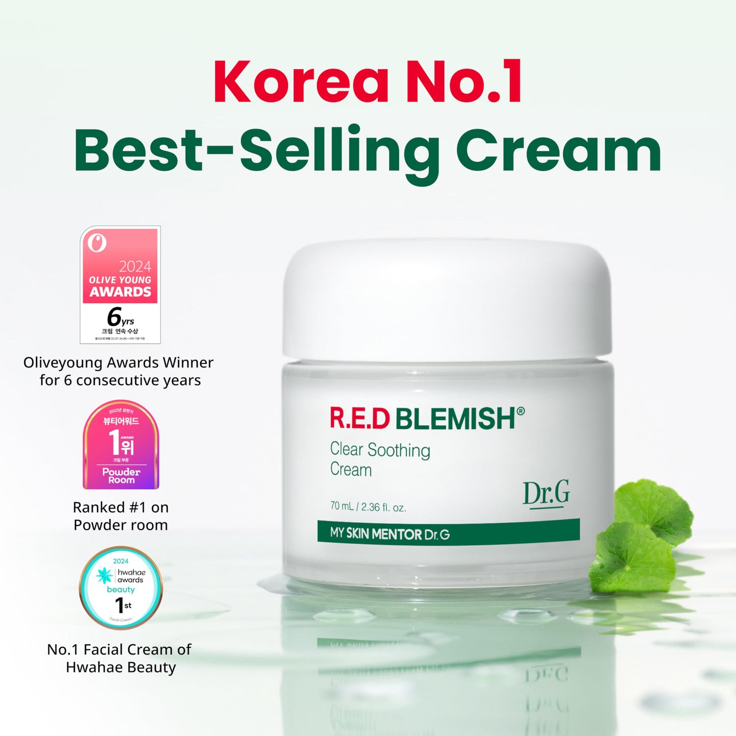 Dr. G R.E.D. Blemish Clear Soothing Cream - Calming Korean Moisturizer for Redness - Soothes Acne & Irritation