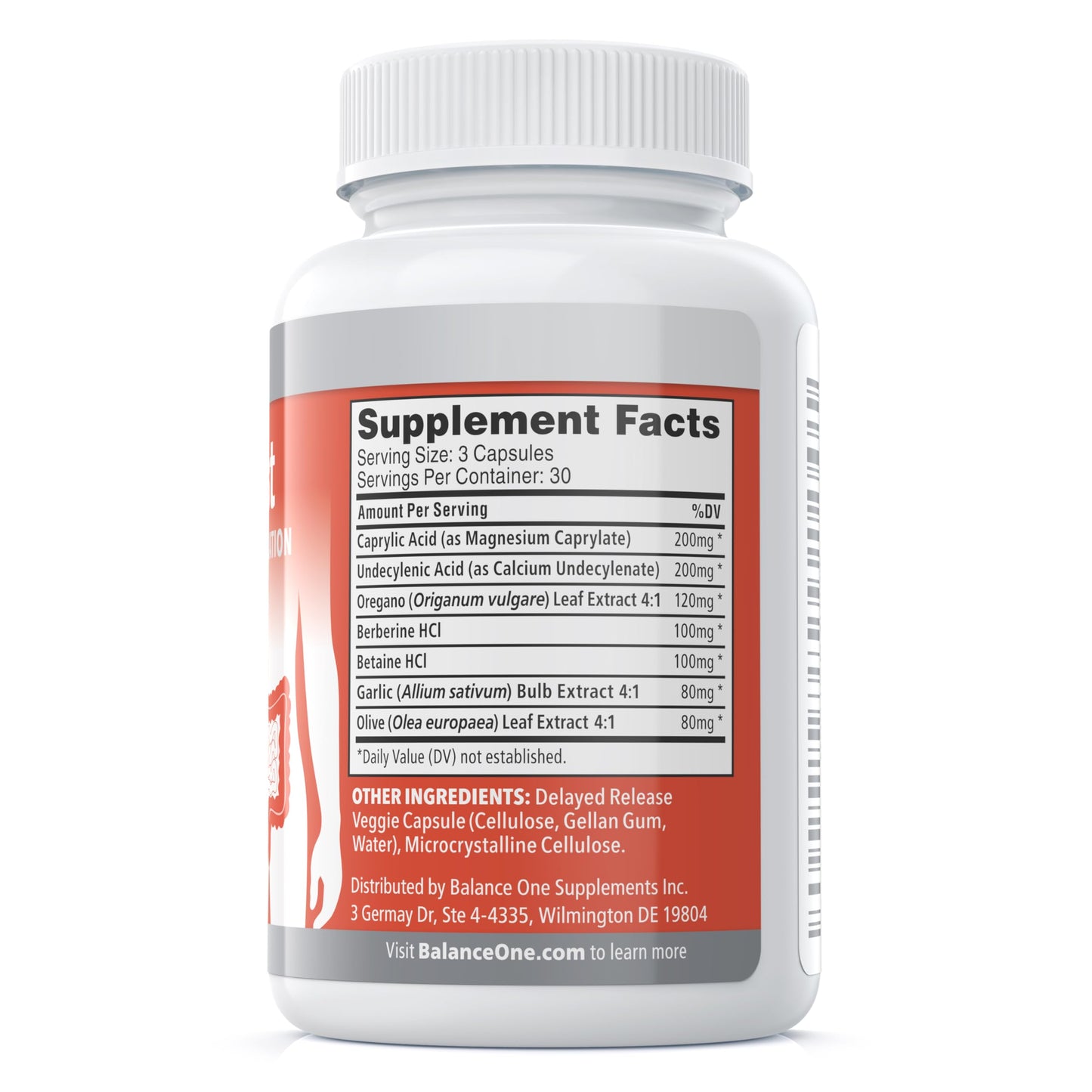 Balance ONE Candida Cleanse & Yeast Support Complex – Caprylic Acid, Undecylenic Acid, Berberine & Oregano Leaf – Gut Flora Balance for Women & Men