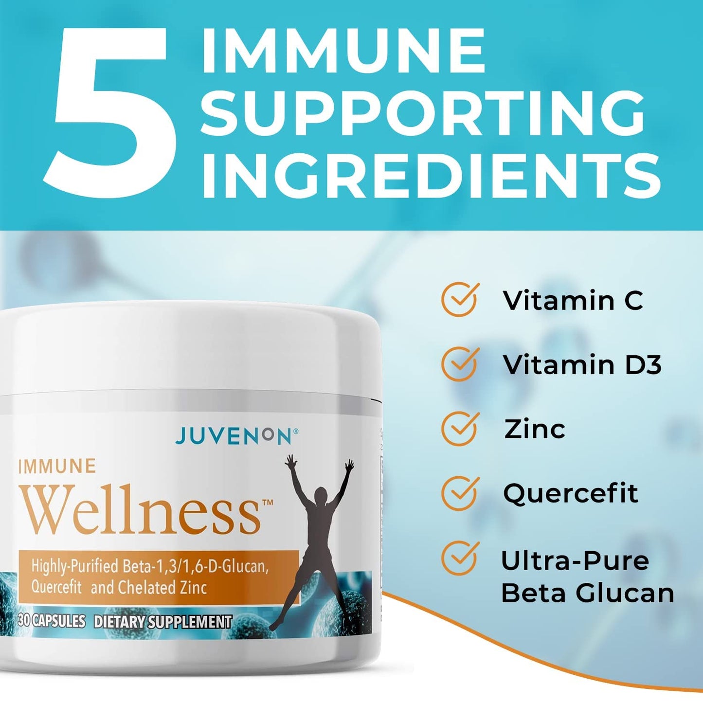 Juvenon Immune Wellness Defense Supplement with Vitamin C, Chelated Zinc Immune Booster Antioxidant Benefits for Adults, Healthy Aging, Heart Health, 30 Capsules JuvenonBuy Supplements Australia