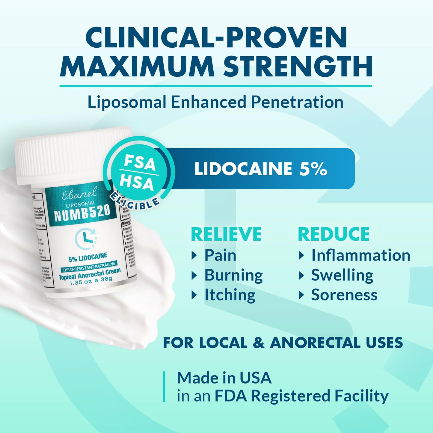 Ebanel 5% Lidocaine Numbing Cream, 2-Pack Pain Relief Burn Itch Numb Cream, Maximum Strength Topical Anesthetic with Allantoin, Vitamin E for Local and Anorectal Uses, Hemorrhoid Treatment EbanelBuy Supplements Australia