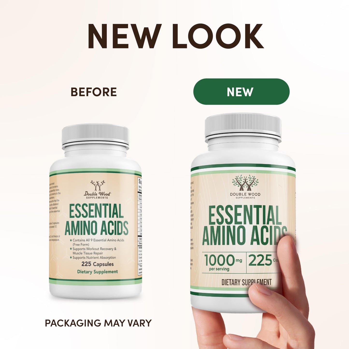 Essential Amino Acids - 1 Gram Per Serving Powder Blend of All 9 Essential Aminos (EAA) and All Branched-Chain Aminos (BCAAs) (Leucine, Isoleucine, Valine) 225 Capsules, Gluten Free by Double Wood Double Wood Supplements buy supplements Au