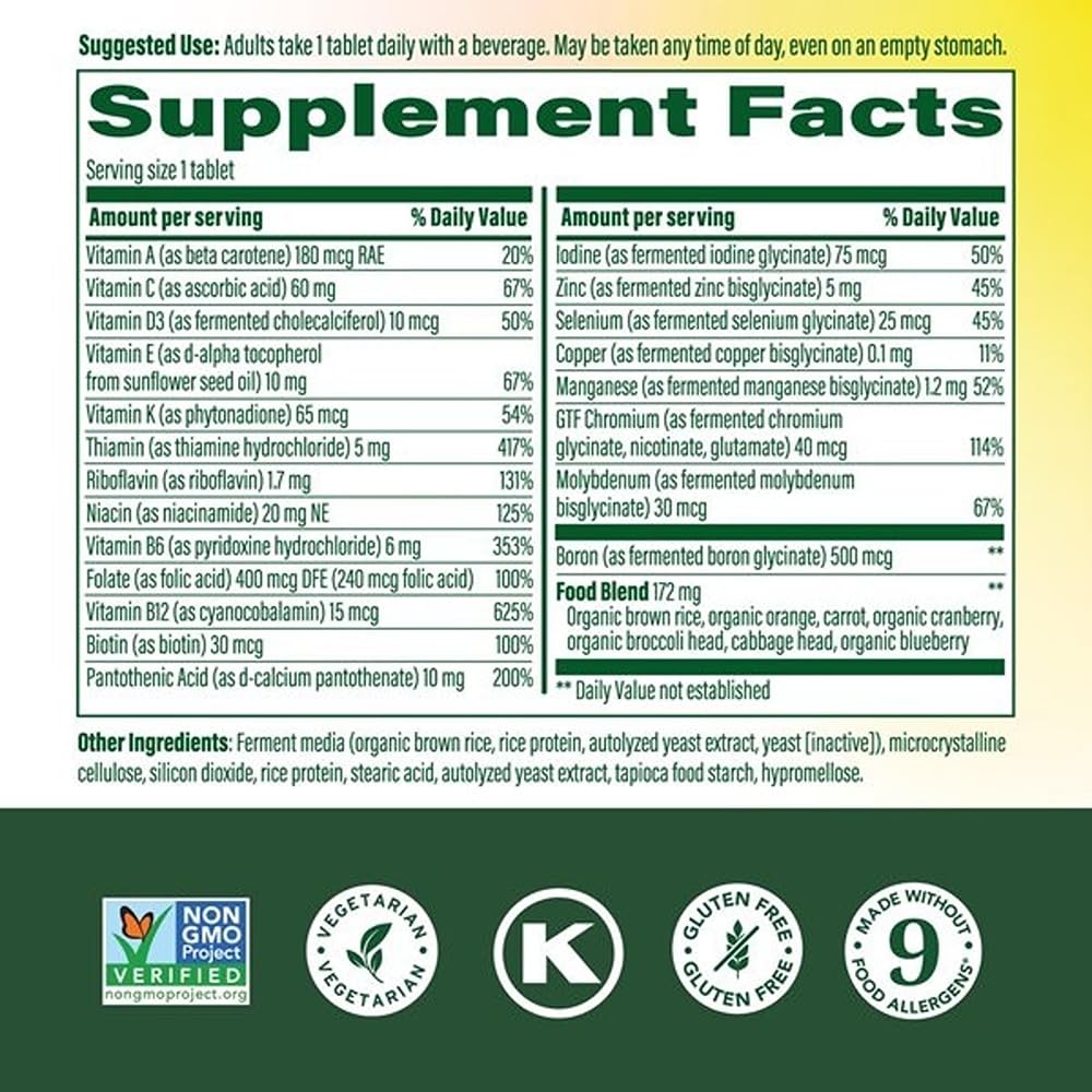MegaFood One Daily Iron Free Multivitamin - Multivitamin for Women and Men - with Real Food - Immune Support Supplement - Bone Health - Energy Metabolism - Vegetarian; Non-GMO; No Iron - 60 Tablets MegaFood buy supplements Au