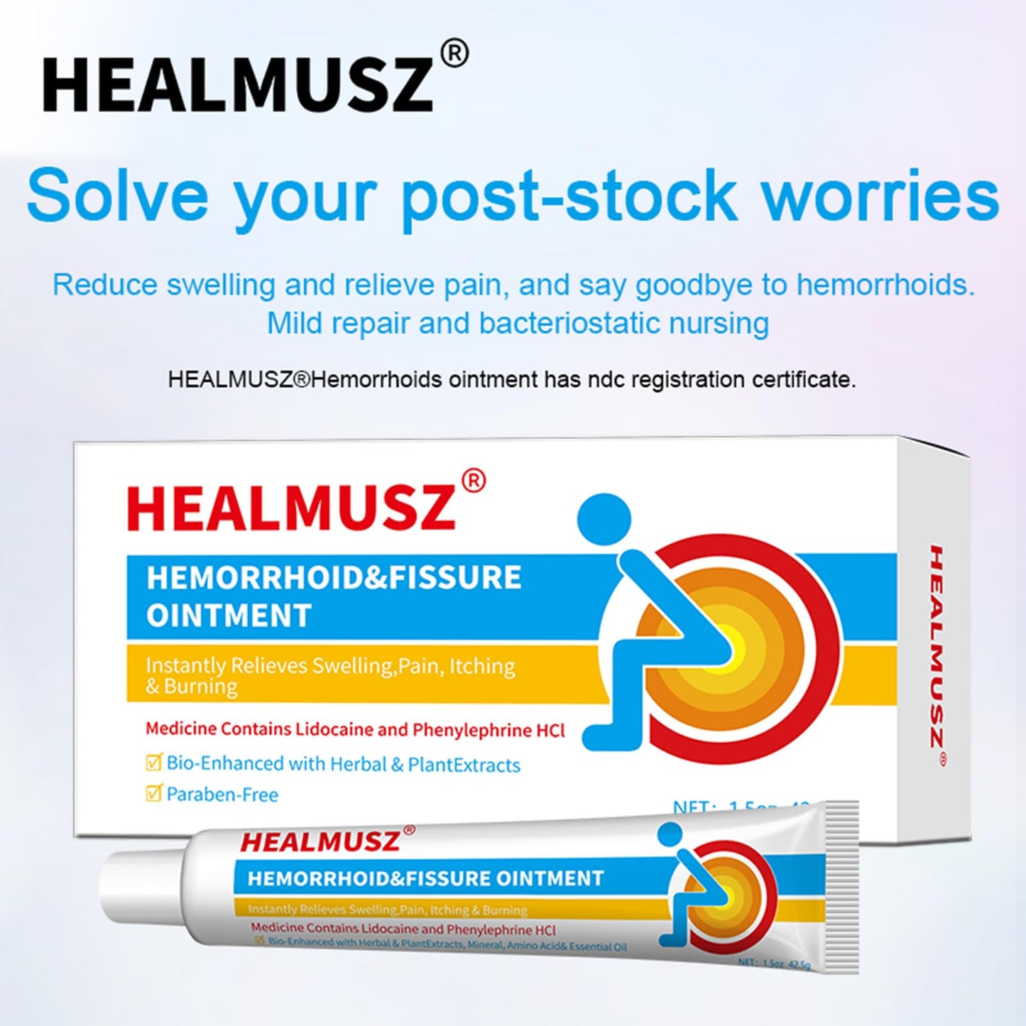 HEALMUSZ Hemorrhoid Fissure Ointment 1.5oz,Fast Relief for Pain, Swelling, Discomfort & Itching,Formulated with 4% Lidocaine and Phenylephrine HCI HEALMUSZBuy Supplements Australia