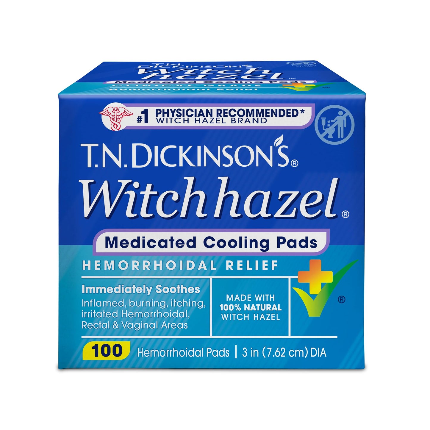 T.N. Dickinson’s Medicated Cooling Pads with Witch Hazel and Aloe | Hemorrhoid Treatment, Postpartum Care, Feminine & Rectal Relief | 100 Rounds T.N. Dickinson'sBuy Supplements Australia