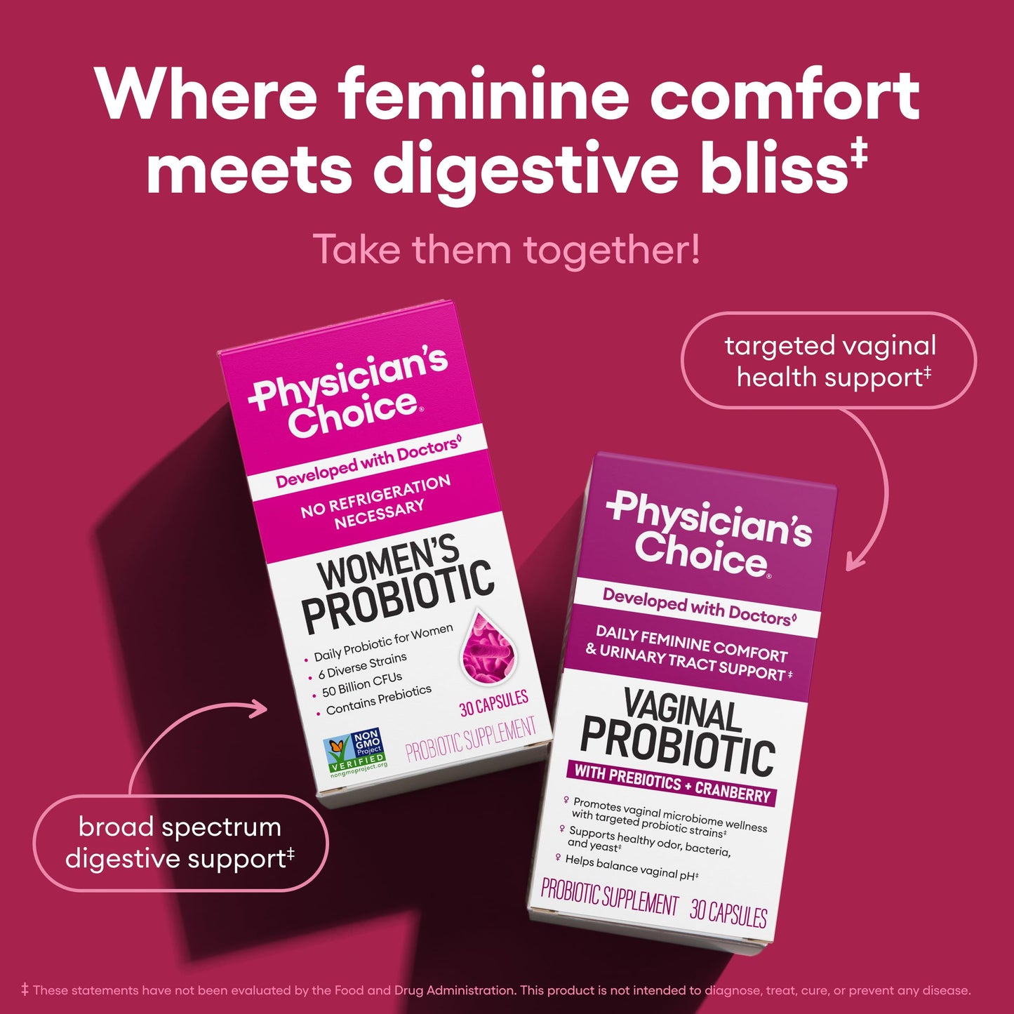 Physician's CHOICE Probiotics for Women - PH Balance, Digestive, UT, & Feminine Health - 50 Billion CFU - 6 Unique Strains for Her - Organic Prebiotics, Cranberry Extract+ - Women Probiotic - 30 CT Physician's CHOICE buy supplements Au