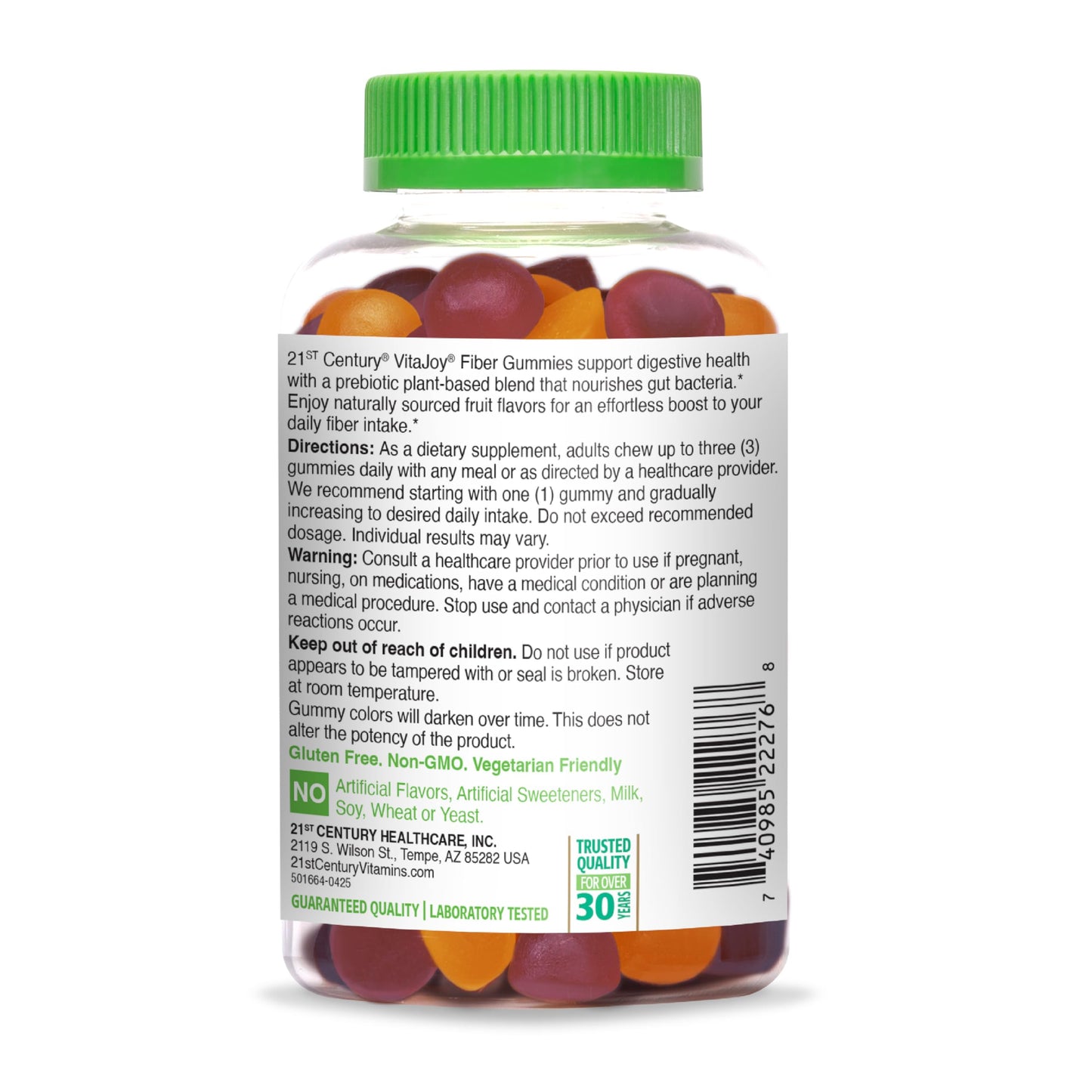 21st Century VitaJoy Fiber Gummies (Fruit Flavored, 90 Count), 5 g Fiber Per Serving for Digestive Support, Pectin-Based Prebiotic Gummies, Non-GMO, Vegan, Gluten Free,