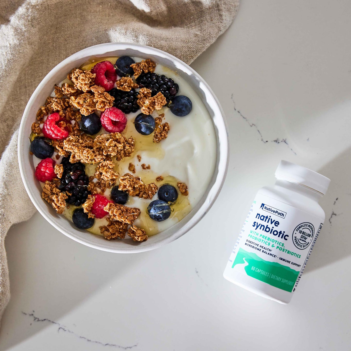 NativePath Complete Synbiotic - Pre, Pro & Postbiotic 3-in-1 for Gut Health & Digestive Support - 10 Billion CFU, 30 Servings