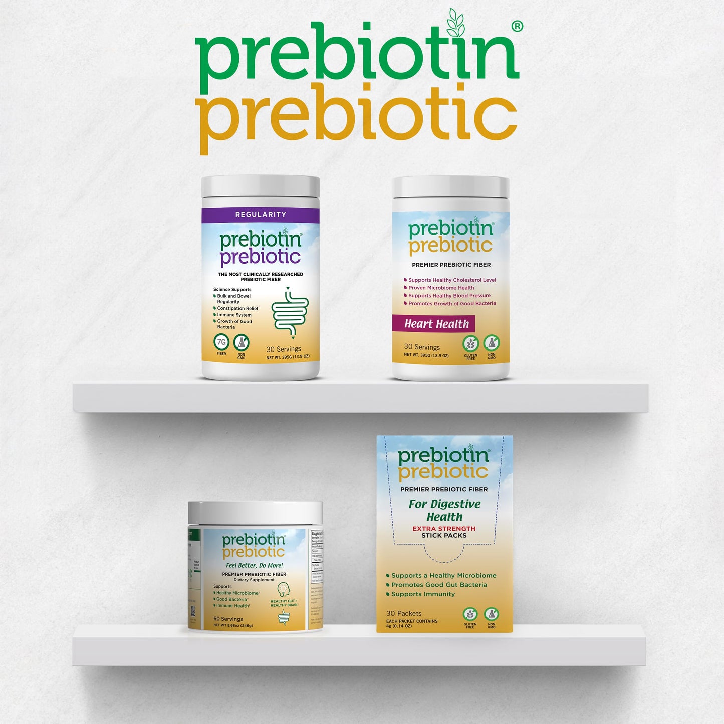 Prebiotin Prebiotic Fiber Supplement Powder 8.68 oz Supports Digestive Health High Fiber, Boosts Probiotics, Reduces Hunger All-Natural, Gluten-Free