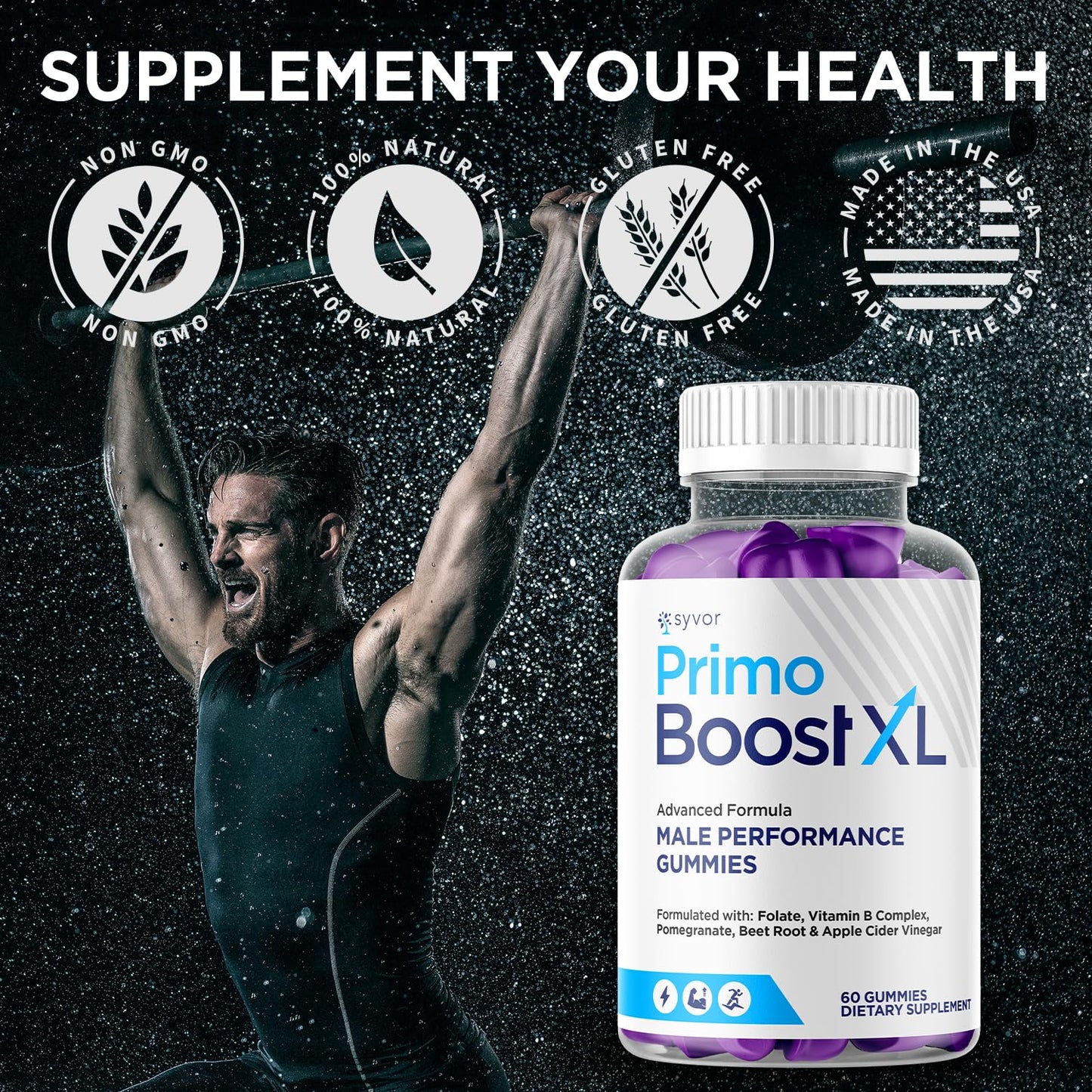 (3 Pack) Primo Boost XL Gummies, Official Primo Boost XL Gummys with All Natural Ingredients, Advanced PrimoBoost Health & Wellness Formula with Max Strength Active Lifestyle Vitamins (180 Gummies) Syvor buy supplements Au