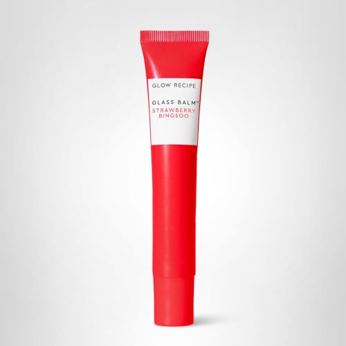 Glow Recipe Glass Balm Lip Treatment - 12Hr Hydrating Lip Balm & Moisturizer with Hyaluronic Acid to Smooth, Plump & Protect from Dryness - Sheer Pinky Red Tint, Strawberry Bingsoo (15 ml) Glow RecipeBuy Supplements Australia