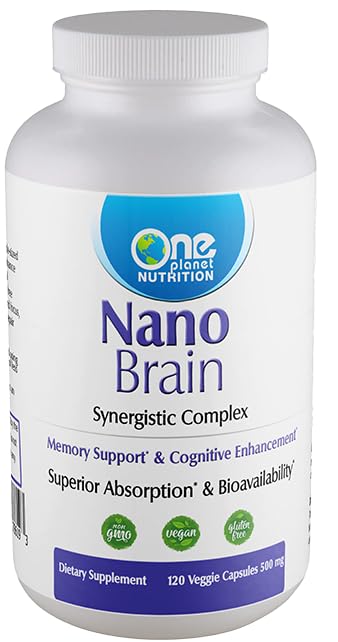 One Planet Nutrition Nano Brain 500 mg Capsules (120 Count) - Synergistic Blend of Bacopa, Curcumin, Boswellia & Ginkgo - Enhances Mental Clarity & Memory - Non-GMO, Vegan, Gluten Free One Planet NutritionBuy Supplements Australia