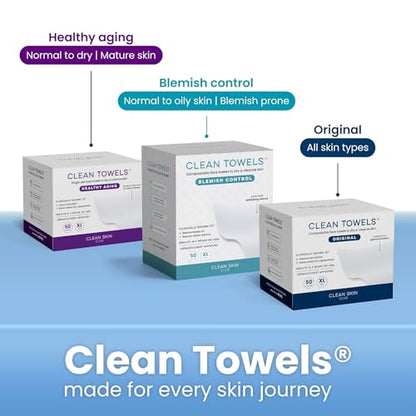 Clean Skin Club Clean Towels XL®, Travel Pack 100% USDA Biobased Disposable Face Towel