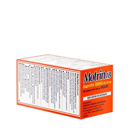 Motrin IB, Ibuprofen 200mg Tablets, Pain Reliever & Fever Reducer for Muscular Aches, Headache, Backache, Menstrual Cramps & Minor Arthritis Pain, NSAID, 100 Ct MotrinBuy Supplements Australia