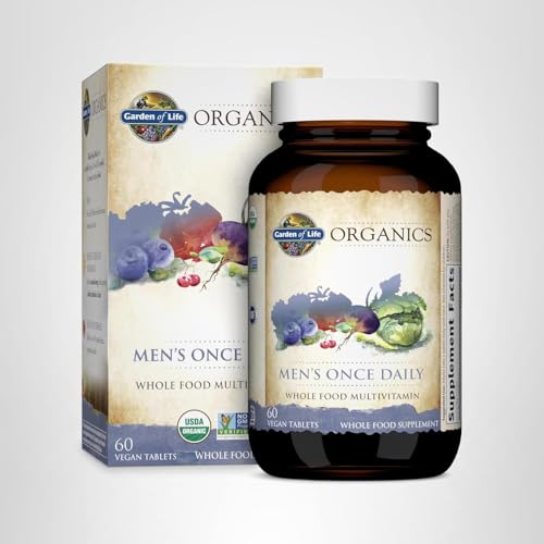 Garden of Life Once Daily Whole Food Multivitamin for Men, Organic Mens Vitamins & Minerals, Vitamin C, Zinc, Vegan, for Health & Well-Being, 60 Tablets Garden of Life buy supplements Au