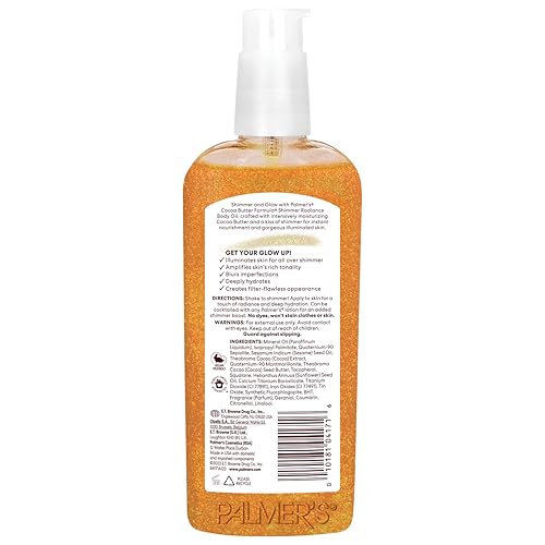 Palmer's Cocoa Butter Formula Shimmer Body Oil with Vitamin E, 5.1 Fl Oz, Radiance Body Oil for Glowing Skin