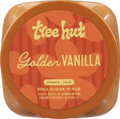 Tree Hut Golden Vanilla Shea Sugar Scrub, Exfoliating, Hydrating & Moisturizing Body Scrub with Shea Butter & Natural Oils