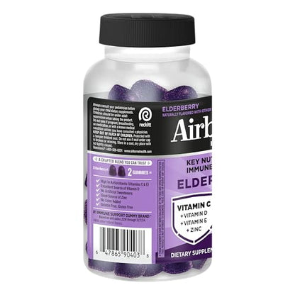 Airborne Elderberry + Zinc & Vitamin C Gummies For Adults, Immune Support Vitamin D & Zinc Gummies With Powerful Antioxidant Vitamins C D & E
