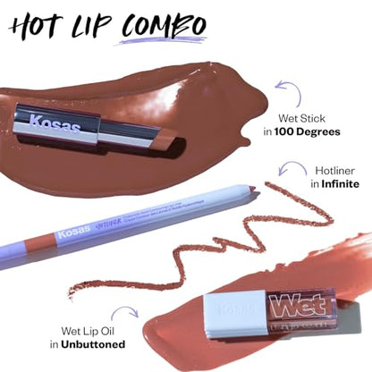 Kosas Wet Lip Oil Gloss - Hydrating Lip Plumping Treatment with Hyaluronic Acid & Peptides, Non-Sticky Finish (Unbuttoned) KosasBuy Supplements Australia