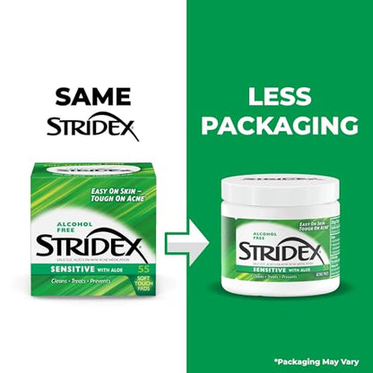 Stridex Acne Pads Sensitive With Aloe 55 Count Alcohol-Free