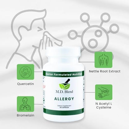 M.D. Blend Nature’s Biotic & Allergy Expert Bundle for Immune Support, Seasonal Allergy Relief, Respiratory Wellness, Quercetin and Bromelain, NAC Nettle Root Vitamins & Minerals Plant-Based Capsules M.D. Blend buy supplements Au