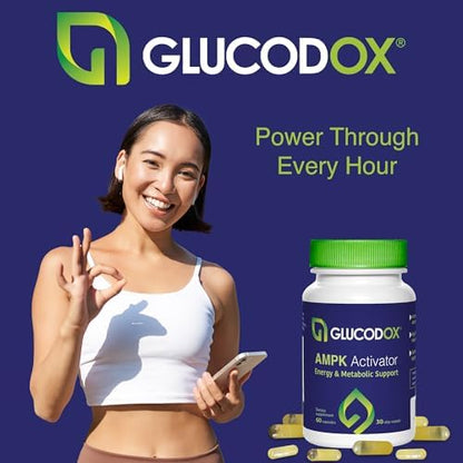GlucodOX AMPK Activator Supplement – AMPK Enzyme, Metabolism Booster, Guggul Supplement for Body Management & Longevity – Vegan Metabolic Support - 30 Day Supply (60 Capsules) GlucodOXBuy Supplements Australia