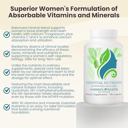 Women's Health Network Essential Nutrients – Daily Multivitamin for Energy, Healthy Aging & Immune Support, Folate as Quatrefolic®, a Patented Natural Form of 5-MTHF Women's Health Network buy supplements Au