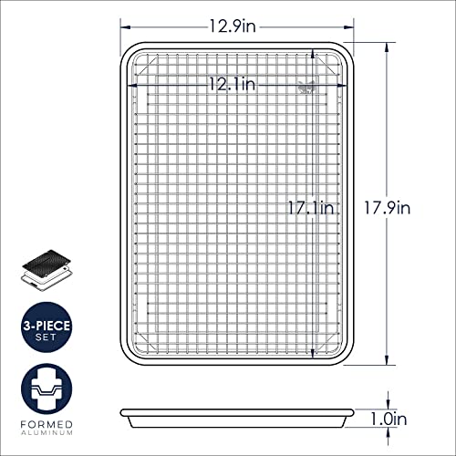 Nordic Ware Naturals Half Sheet Pan, Deluxe Silicone Liner and Cooling Rack, Cookie or Roasting Bakers Set Nordic WareBuy Supplements Australia