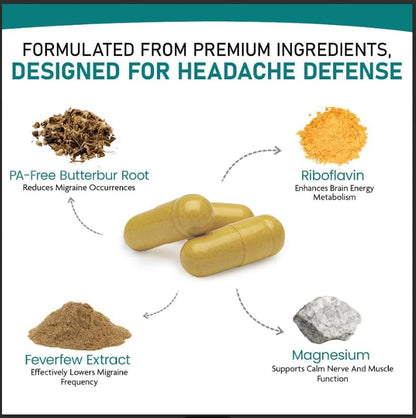 Nature's Nectar Migraine Prevention Feverfew Capsules – PA Free Butterbur Root, Riboflavin 400 mg, Magnesium & Feverfew – Natural Headache Relief & Migraine Supplement – 120 Capsules Nature's NectarBuy Supplements Australia