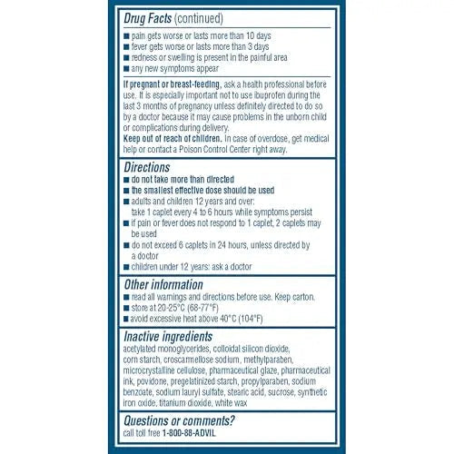 Advil Pain Reliever and Fever Reducer, Pain Relief Medicine with Ibuprofen 200mg for Headache, Backache, Menstrual Pain and Joint Pain Relief - 100 Coated Caplets AdvilBuy Supplements Australia