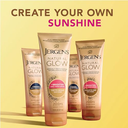 Jergens Natural Glow +Firming Self Tanner Body Lotion, Fair to Medium Skin Tone, Sunless Tanning Moisturizer