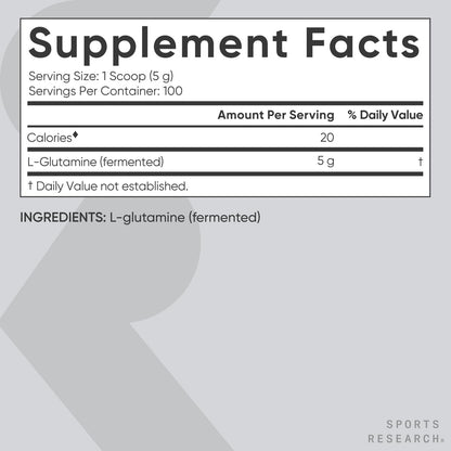 Sports Research L-Glutamine - Workout Recovery, Immune Health & Gut Health Support - 5 G Per Serving - 17.64 Oz Sports Research buy supplements Au