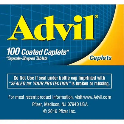 Advil Pain Reliever and Fever Reducer, Pain Relief Medicine with Ibuprofen 200mg for Headache, Backache, Menstrual Pain and Joint Pain Relief - 100 Coated Caplets AdvilBuy Supplements Australia