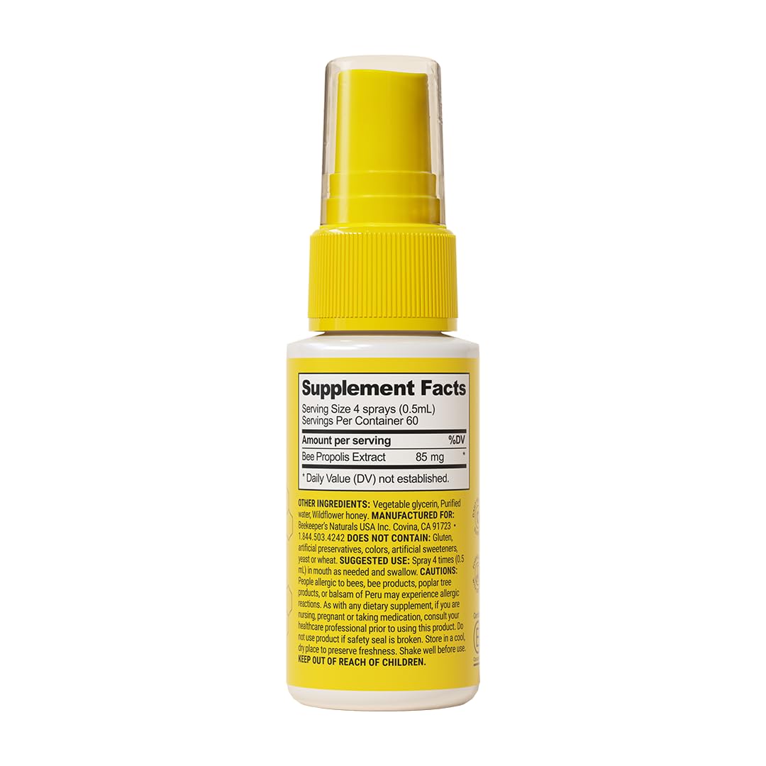 Propolis Throat Spray by Beekeeper's Naturals - 95% Bee Propolis Extract, Natural Immune Support & Sore Throat Relief - Antioxidants, Keto, Paleo, Gluten-Free (1.0 oz)(Pack of 1) Beekeeper's Naturals buy supplements Au