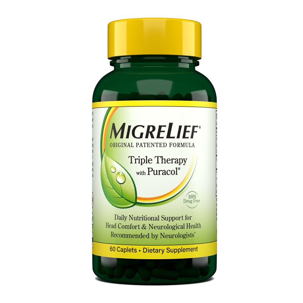 MigreLief Original Triple Therapy with Puracol - Nutritional Support for Migraine Sufferers - 60 Caplets/1 Month Supply MigreLiefBuy Supplements Australia