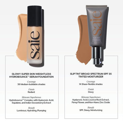 Saie Slip Tint Tinted Moisturizer with SPF 35 - Light Coverage, Glowy Skin Tint & Mineral Sunscreen for Face with Hydrating Hyaluronic Acid - Summer Makeup Essential - Shade Three (1.35 oz) SaieBuy Supplements Australia