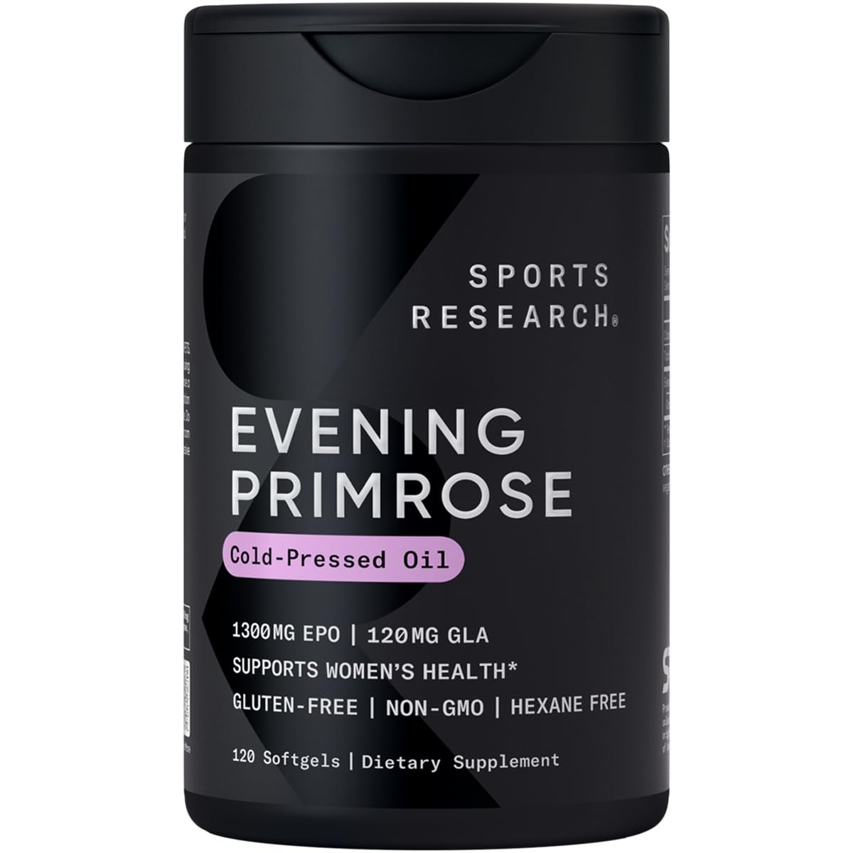 Sports Research Evening Primrose Supplement from Cold Pressed Oil - Softgels for Women’s Health & Skin Health - Gluten Free & Non-GMO GLA - High Potency 1300mg, 120 Count Sports Research buy supplements Au