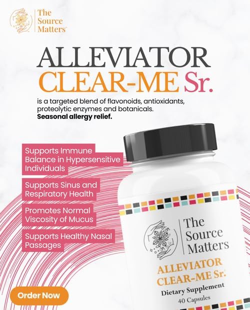 The Source Matters Alleviator Clear-ME SR Seasonal Allergy Relief and Immune Support | Quercetin, Bromelain, Stinging Nettles, NAC, and Vitamin C (40 Capsules) THE SOURCE MATTERS buy supplements Au