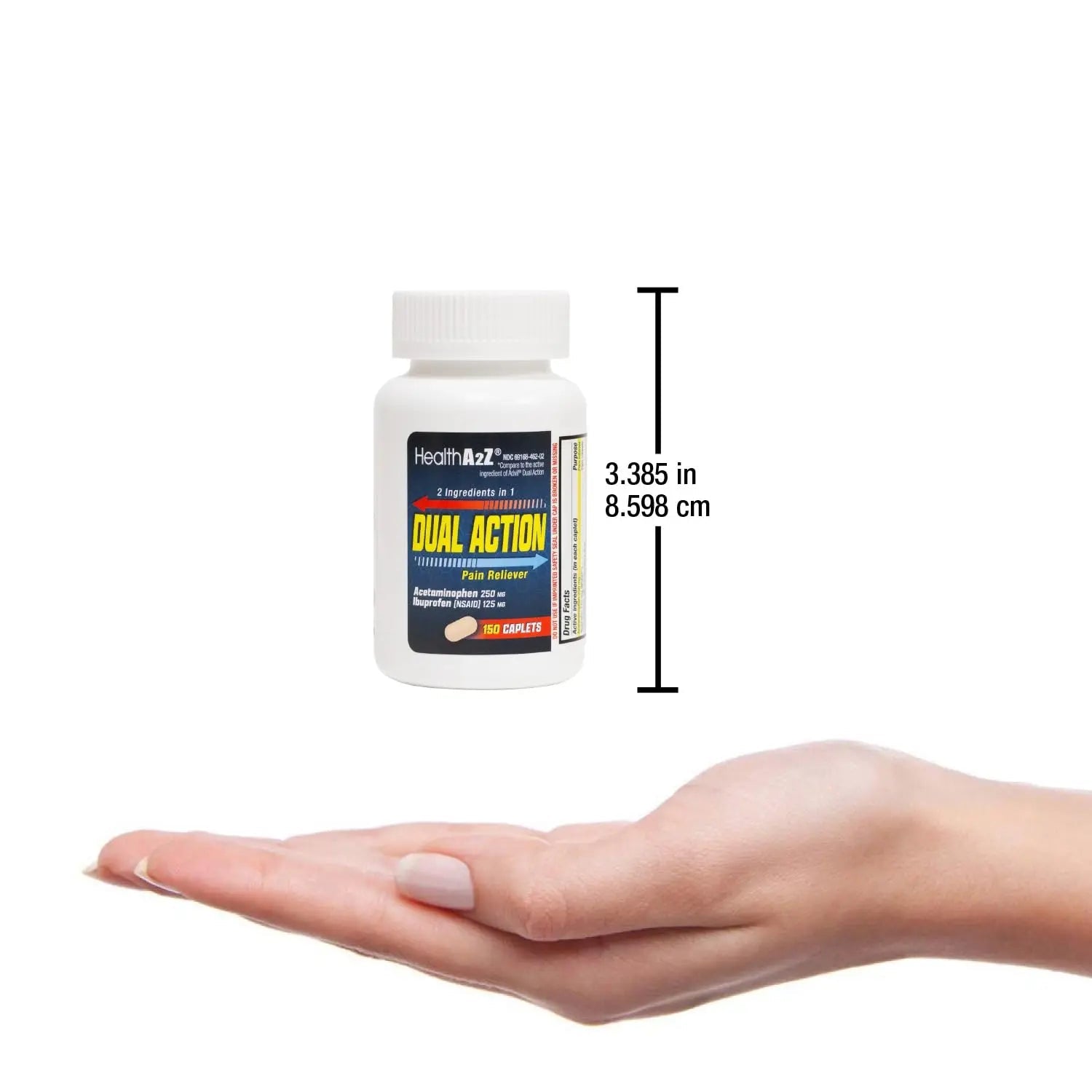 HealthA2Z® Dual Action Pain Relief | Acetaminophen 250mg & Ibuprofen (NSAID) 125mg | Contains Two Medicines | Relief from Headache, Fever & Backache (150 Caplets) HealthA2ZBuy Supplements Australia